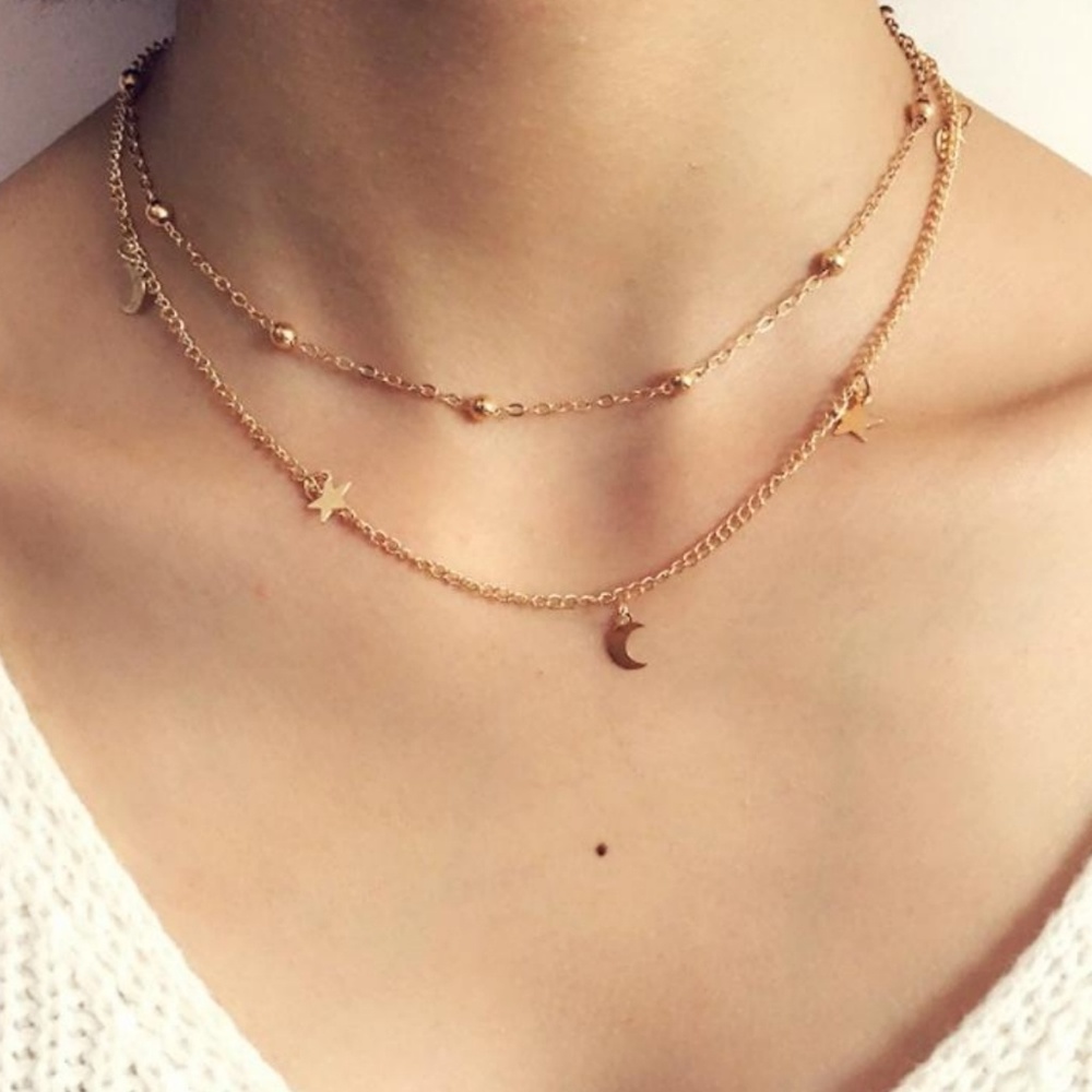 Layered Star & Moon Necklace